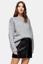 Topshop Knitted Chunky Curved Hem Jumper