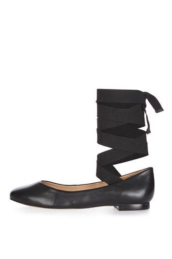 Topshop Kute Ballet Ankle Tie Pumps