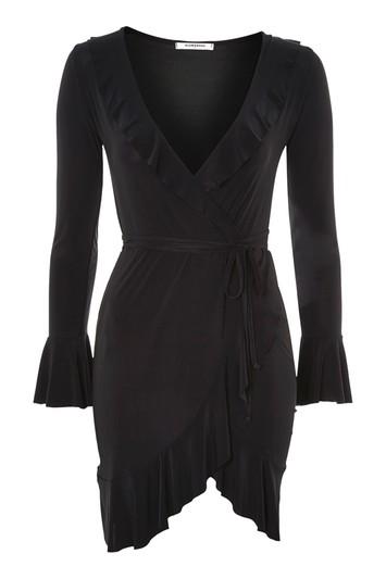 Topshop *wrap Front Ruffle Sleeve Top By Glamorous
