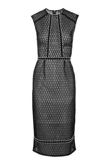 Topshop Fishnet Braid Trim Midi Dress