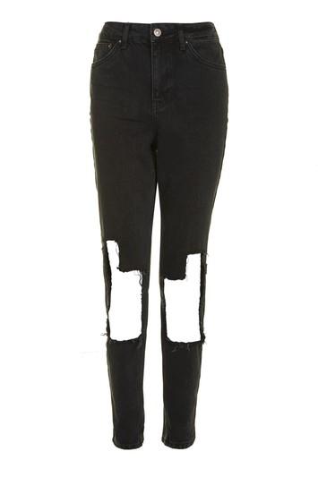 Topshop Moto Washed Black Busted Rip Mom Jeans