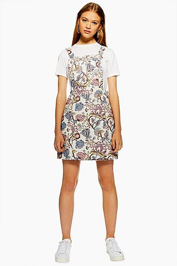 Topshop Diamante Jacquard Pinafore Dress