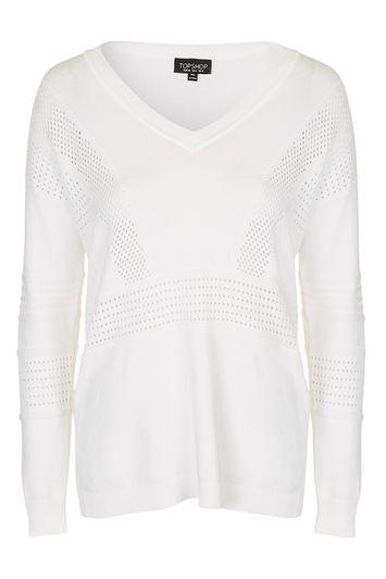 Topshop Pointelle V-neck Jumper