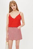 Topshop Red Scallop Camisole Top