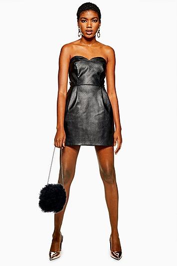 Topshop Petite Pu Bandeau Mini Dress