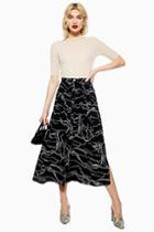 Topshop Horse Scribble Midi Skirt