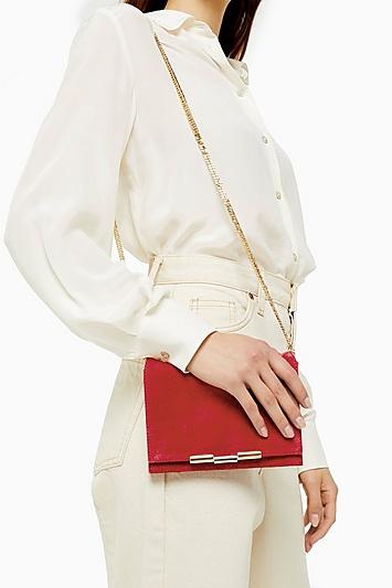 Topshop Luxe Red Suede Cross Body Bag