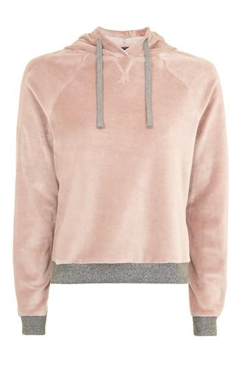 Topshop Nude Velour Loungewear Hoodie