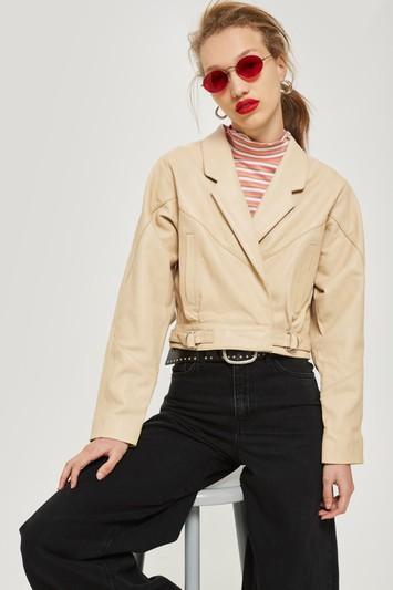 Topshop Yellow 80's Leather Jacket