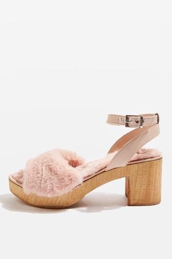 Topshop Vinnie Fur Footbed Sandals