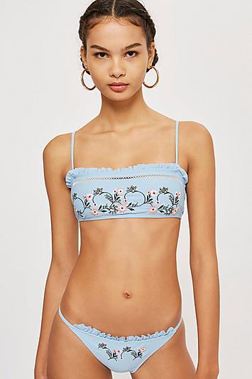 Topshop Floral Embroidered Bikini Bottoms