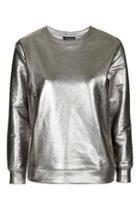Topshop Petite Foil Silver Sweater