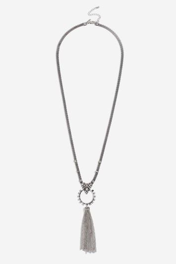 Topshop Circle And Tassel Necklace