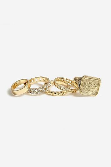 Topshop *6 Pack Textured And Engraved Rings