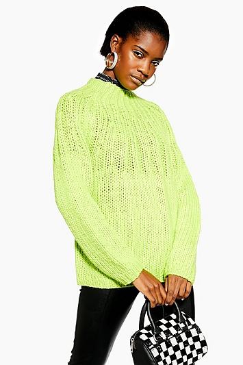 Topshop Lime Handknit Jumper