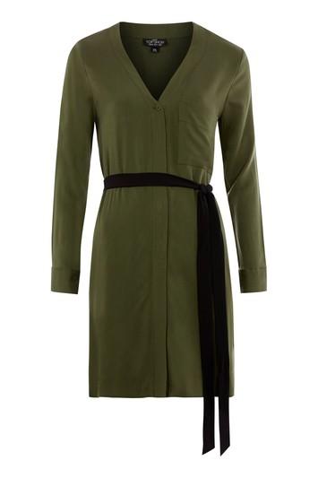 Topshop Petite Lace Up Shirt Dress