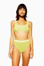 Topshop Yellow Plisse High Waisted Knickers
