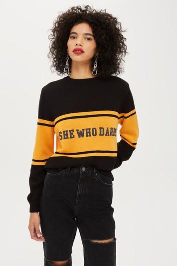 Topshop 'she Who Dares' Slogan Jumper