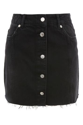 Topshop Moto Button Through Denim Mini Skirt
