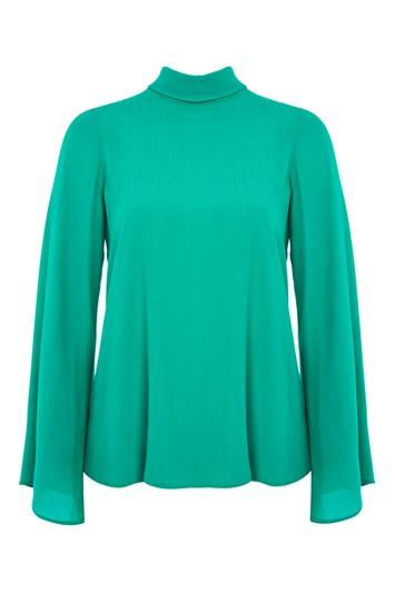 Topshop Tie Back Roll Neck Top