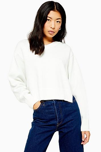 Topshop Bonded Boxy V-neck Jumper