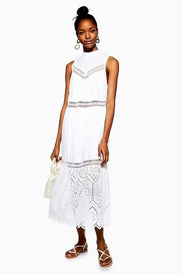 Topshop Petite Sleeveless Broderie Dress
