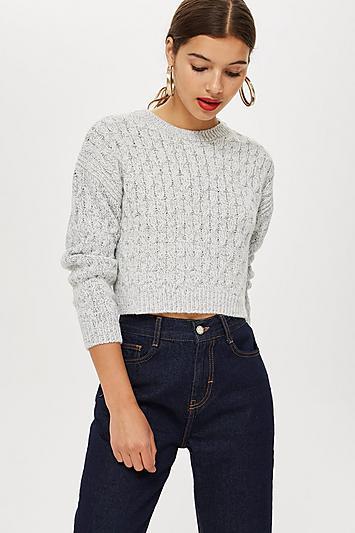 Topshop Circle Stitch Cropped Jumper
