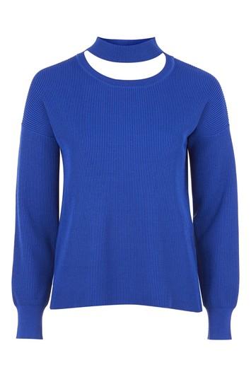 Topshop Choker Crew Knit Jumper