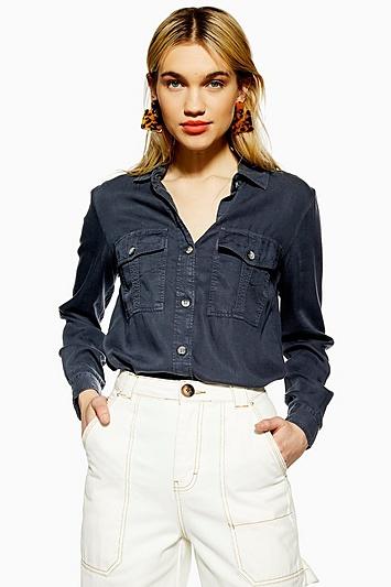 Topshop Petite Double Pocket Utility Shirt
