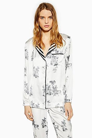 Topshop Monochrome Jungle Print Pyjama Shirt