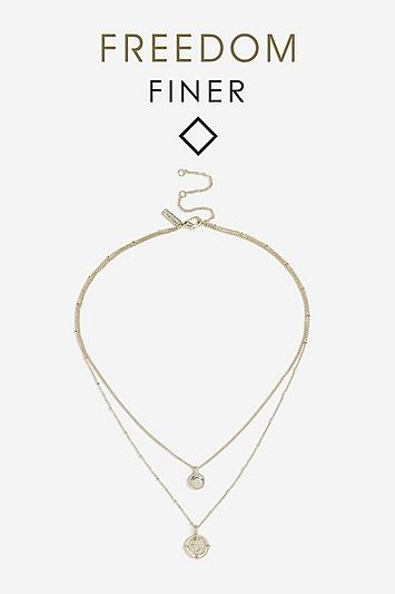 Topshop *freedom Finer Coin Multirow Necklace