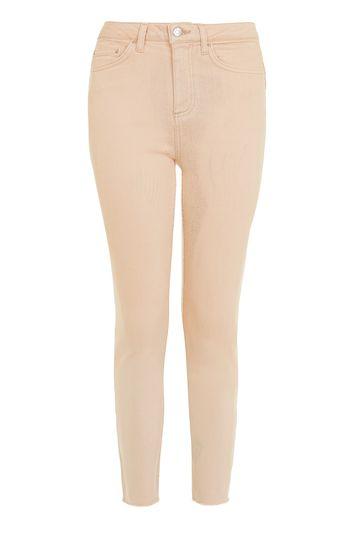Topshop Moto Dusky Pink Raw Hem Straight Leg Jeans