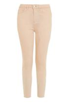 Topshop Moto Dusky Pink Raw Hem Straight Leg Jeans