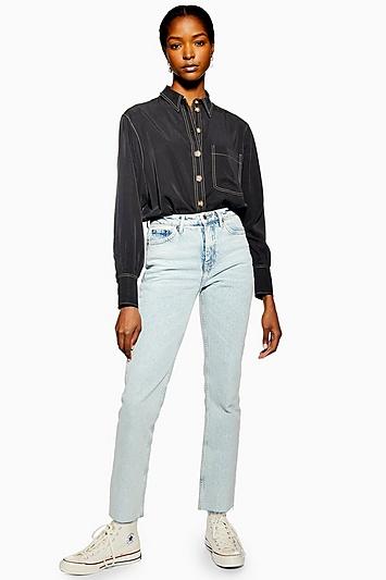 Topshop Super Bleach Wash Straight Jeans