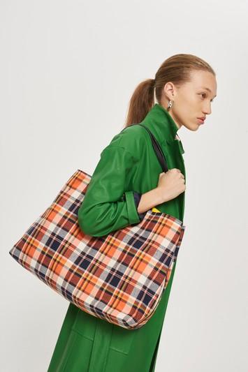 Topshop Callie Checked Shopper Bag