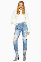 Topshop Petite Destroy Ripped Mom Jeans