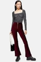 Topshop Corduroy Flare Trousers With Front Zip