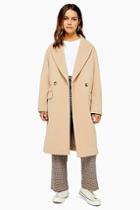 Topshop Petite Camel Double Breasted Coat