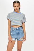 Topshop Tall Striped Sewn Off Crop T-shirt