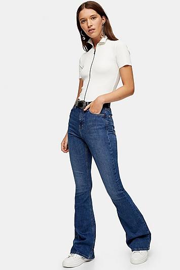 Topshop Mid Blue Jamie Flare Jeans