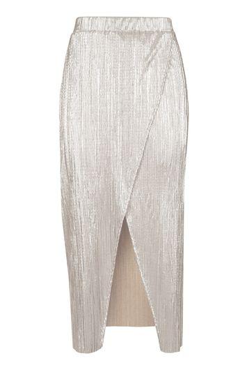 Topshop Plisse Wrap Midi Skirt