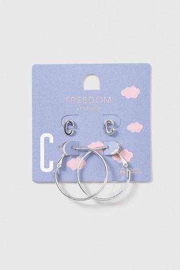 Topshop C Initial Stud And Hoop