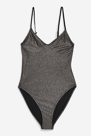 Topshop Metallic Cami Swimsuit