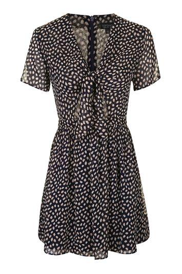 Topshop Tie Front Spot Dress