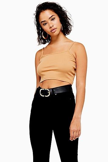 Topshop Petite Stone Cami With Scallop Straps