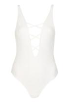 Topshop Texture Lattice Front Swimsuit