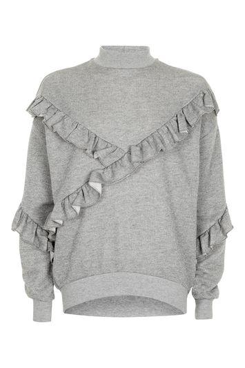 Topshop Metallic Ruffle Sweatshirt