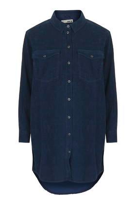 Topshop Moto Navy Cord Oversized Shirt