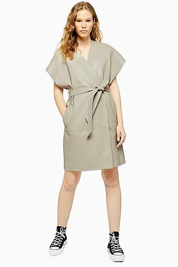 *grey Leather Judo Dress By Topshop Boutique