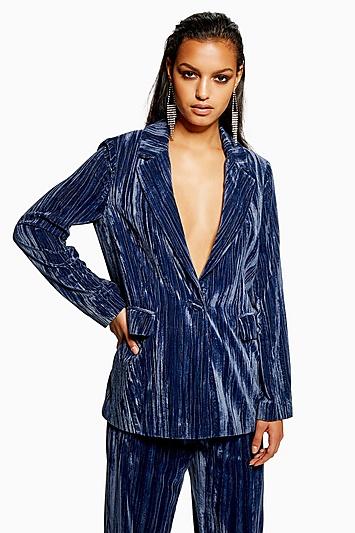 Topshop Petite Crinkle Velvet Jacket